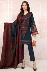 kp582-Winter 3PC Khaddar Embroidered Suit with Printed Wool Shawll